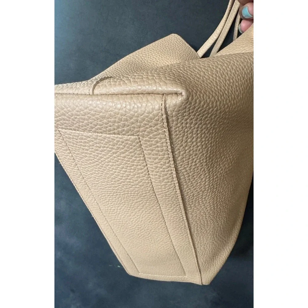 8 Other Reasons Pebbled Leather Shoulder Bag Beige Tan Minimalist Hobo Tote